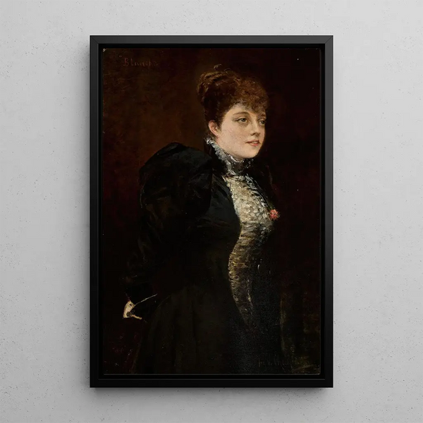 Portrait of a Woman - Jan Chełmiński — framed artwork on a wall