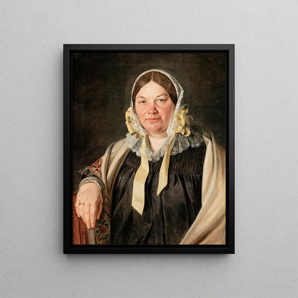 Portrait painting of Aleksandra Bbnowska née Belle-mère des peintres Cybulska - Jan Chrucki — framed artwork on a wall