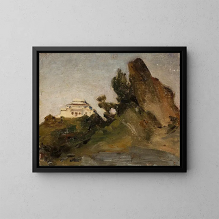 Maison des maharajahs à Abu Road au crépuscule - Jan Cybis — framed artwork on a wall