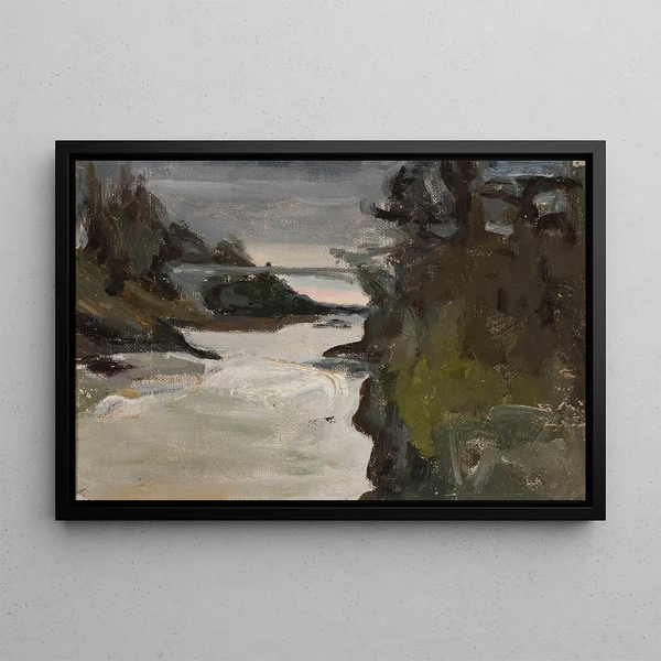 Imatra in the evening, Finland - Jan Cybis — framed artwork on a wall