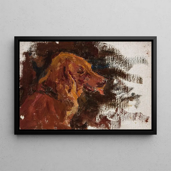 Maryino, étude de tête de chien pour le portrait du prince Golitsyn - Jan Cybis — framed artwork on a wall