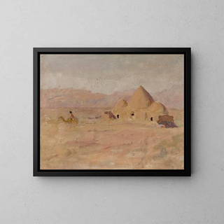 Monument sur la tombe kirghize dans la steppe. De la voyage à Turkestan. - Jan Cybis — framed artwork on a wall