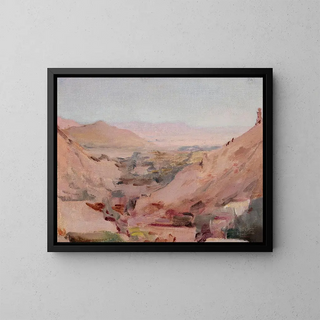 Indian landscape distant from the journey in India - Jan Cybis — framed artwork on a wall