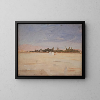 Sahara, the sirocco in the desert - Jan Cybis — framed artwork on a wall