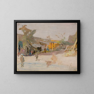 the Samarkand Market, from the journey in Turkestan - Jan Cybis — framed artwork on a wall