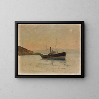 Ship on the Black Sea during the voyage to Constantinople - Jan Cybis — framed artwork on a wall