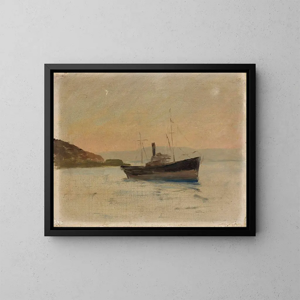 Ship on the Black Sea during the voyage to Constantinople - Jan Cybis — framed artwork on a wall
