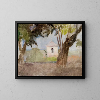 Sanctuary at Talachkino, north side study - Jan Cybis — framed artwork on a wall