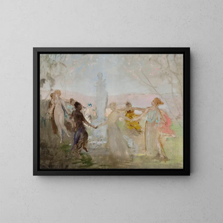 Sketch for the painting Procession around the statue of Venus de Milo - Jan Cybis — framed artwork on a wall