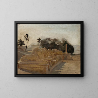 Temple of Amon-Rê's Sphinx Alley in Karnak - Jan Cybis — framed artwork on a wall