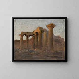 Temple d'Apollon à Corinthe au lever du soleil - Jan Cybis — framed artwork on a wall