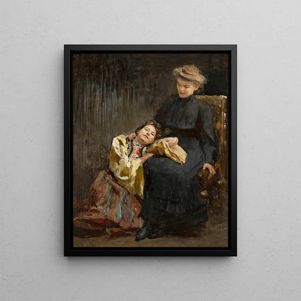 Two Sisters - Jan Cybis — framed artwork on a wall