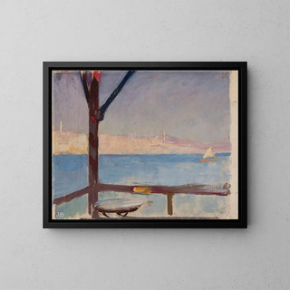 View of Constantinople from the ship during the trip to Constantinople - Jan Cybis — framed artwork on a wall