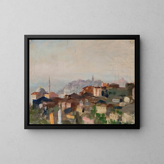 View of Punta del Seraglio from the journey to Constantinople - Jan Cybis — framed artwork on a wall
