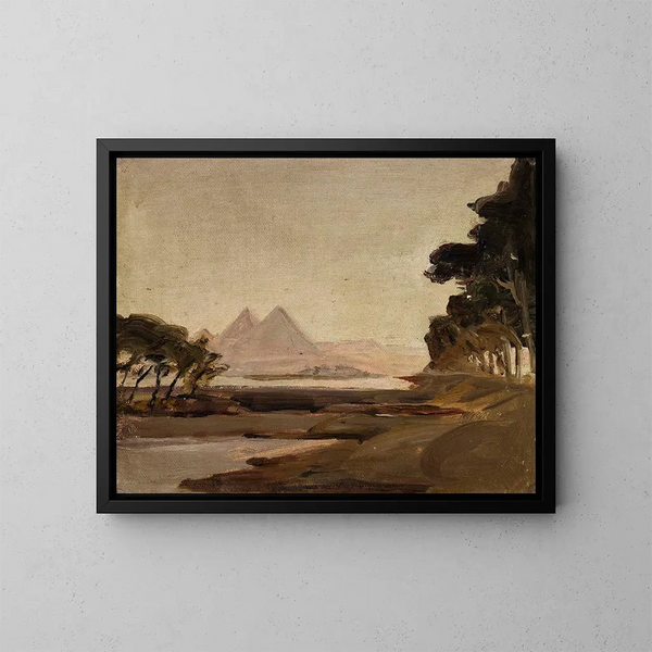 View of the pyramids during the trip to Egypt - Jan Cybis — framed artwork on a wall