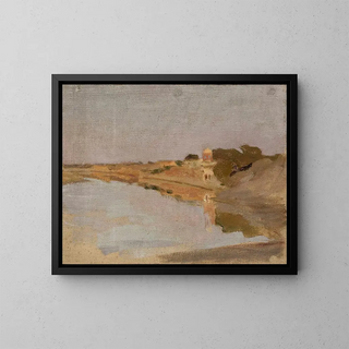 Water landscape of the journey in India - Jan Cybis — framed artwork on a wall