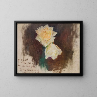 White Roses Painting - Jan Cybis — framed artwork on a wall