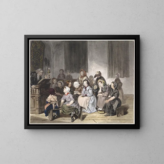 Religious service with girls - Jan Fabius Czn — framed artwork on a wall