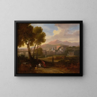 Outside the city walls - Jan Frans van Bloemen — framed artwork on a wall