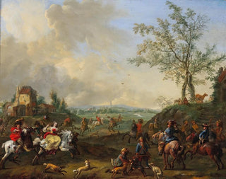 Elegant Cavaliers in a Hunting Scene with Falcons - Jan Frans van Bredael — artwork view