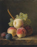 Peach, grape, and plum still life painting on a pedestal - Jan Frans van Dael — artwork view