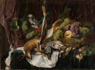 Hunting still life painting with parrot - Jan Fyt — artwork view