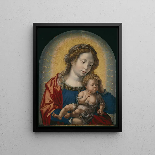 Virgin and Child Painting - Jan Gossaert — framed artwork on a wall