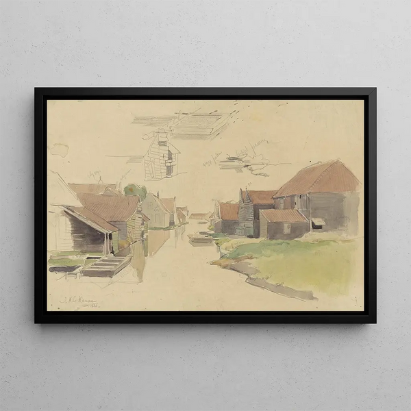 House Studies in the Vinkenbuurt neighborhood Amsterdam - Jan H.L. Hanau — framed artwork on a wall