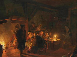 a family dining by candlelight in an interior - Jan Hendrik van Grootvelt — artwork view