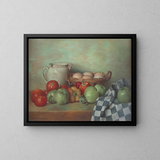 Kitchen Still Life with Eggs - Jan Ingenhousz — framed artwork on a wall