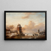 Winter landscape painting with windmills and skaters - Jan Jacob Coenraad Spohler — framed artwork on a wall