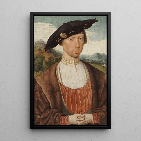 Portrait painting of Joost van Bronkhorst - Jan Jansz Mostaert — framed artwork on a wall