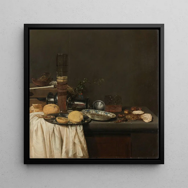 Nature morte avec un grand verre de bière - Jan Jansz van De Velde III — framed artwork on a wall