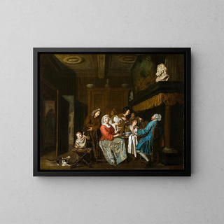 A Tea Party - Jan Josef Horemans the Elder — framed artwork on a wall