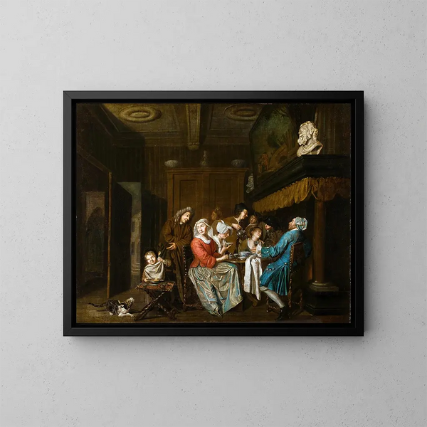 A Tea Party - Jan Josef Horemans the Elder — framed artwork on a wall