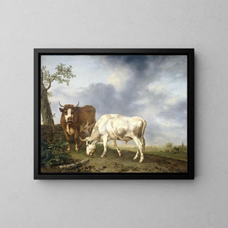 Bœufs dans le pré - Jan Kobell II — framed artwork on a wall