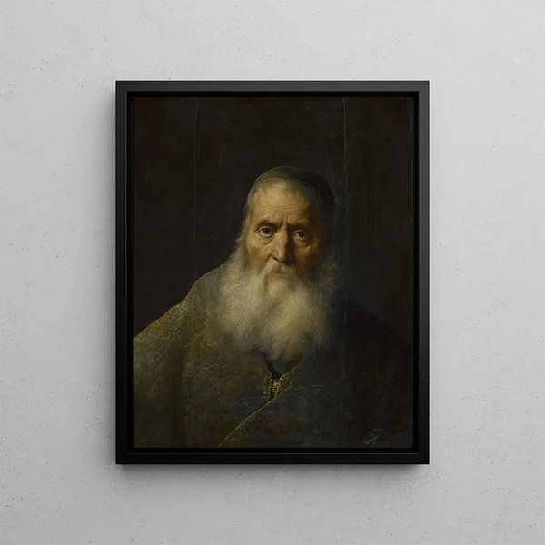 Old man with a cap - Jan Lievens — framed artwork on a wall