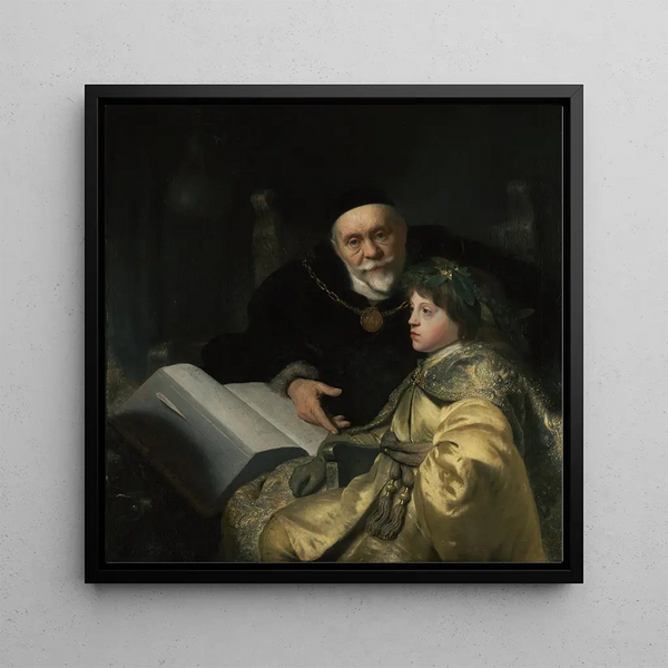 Prince Charles Louis of the Palatinate with his tutor Wolrad von Plessen in historical costume - Jan Lievens — framed artwork on a wall