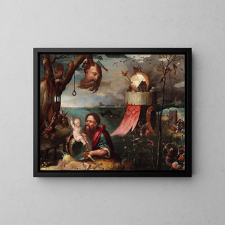 Saint Christopher and the Child Jesus - Jan Mandijn — framed artwork on a wall