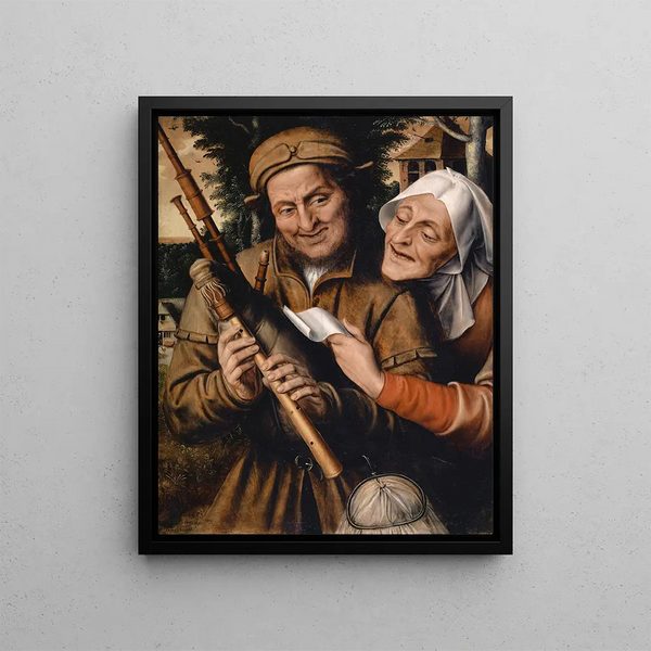 Couple making music - Jan Massys — framed artwork on a wall