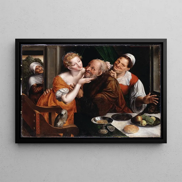 The mismatched couple - Jan Massys — framed artwork on a wall
