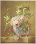A bouquet of flowers in a blue vase with three butterflies in front on the right, a snail - Jan Matthias Kok — artwork view
