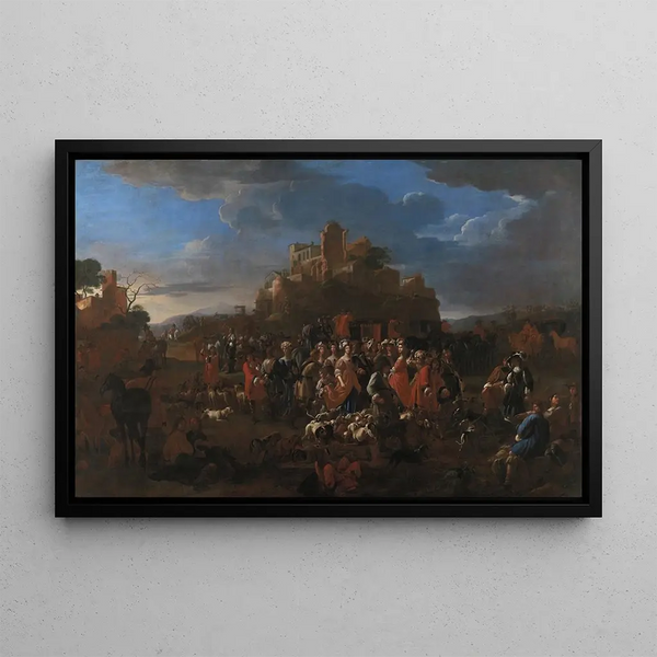La Cour avec la Cour royale de Carlo Emanuele II et Francesca d'Orléans - Jan Miel — framed artwork on a wall