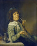 a smoking man holding an empty glass of wine - Jan Miense Molenaer — artwork view