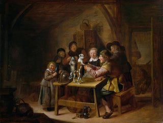 The Peasants Learning a Cat and a Dog to Dance - Jan Miense Molenaer — artwork view