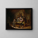 The Peasants Learning a Cat and a Dog to Dance - Jan Miense Molenaer — framed artwork on a wall
