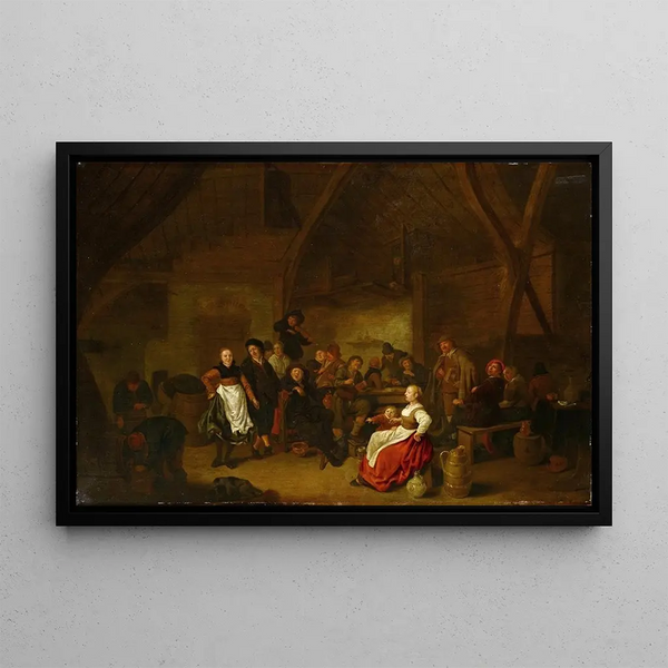 Tavern Scene - Jan Miense Molenaer — framed artwork on a wall