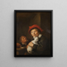 Two Boys Playing with a Cat - Jan Miense Molenaer — framed artwork on a wall
