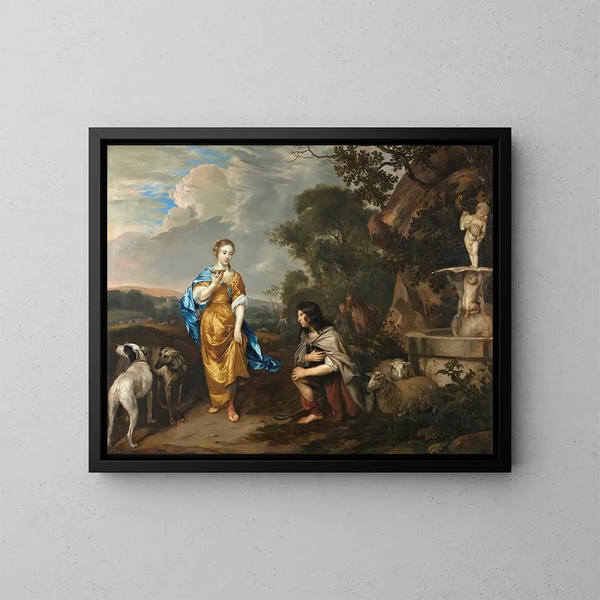 Granida and Daiphilo, double portrait of a young couple - Jan Mijtens — framed artwork on a wall