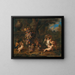 Landscape with Six Putti Playing with a Garland of Fruits and Two Guinea Pigs in the Foreground - Jan Pauwel Gillemans the Younger — framed artwork on a wall